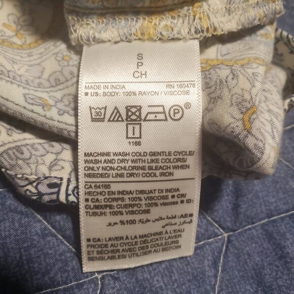 Old Navy Smocked Fit Flare Blue Paisley Midi Dress On/Off Shoulder Boho Milkmaid - Picture 8 of 10